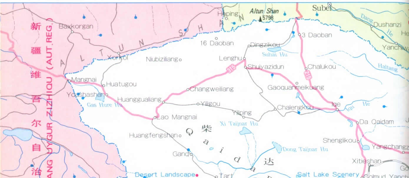Map of Qinghai Province, China